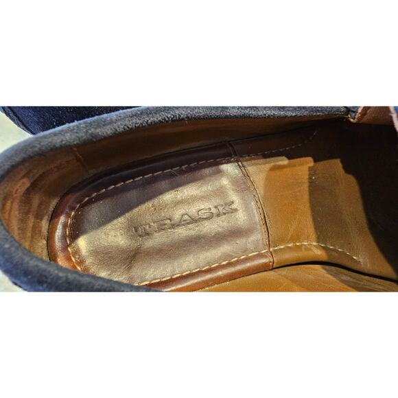 Trask Sadler Suede Leather Slip On Penny Loafer Driving‎ Shoes Men 9.5M Navy